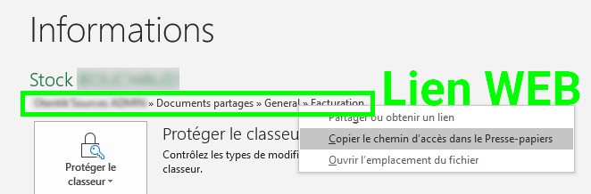 Lien Web Excel